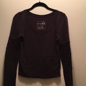 We The Free long sleeve black cotton tshirt